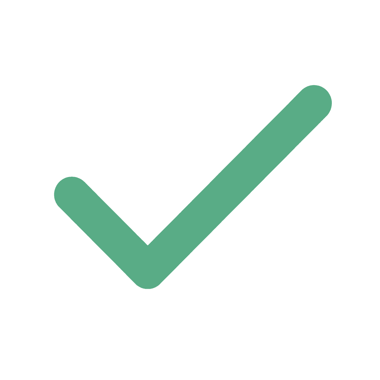 Marca de verificación verde con bordes redondeados centrada sobre un fondo blanco liso y minimalista.